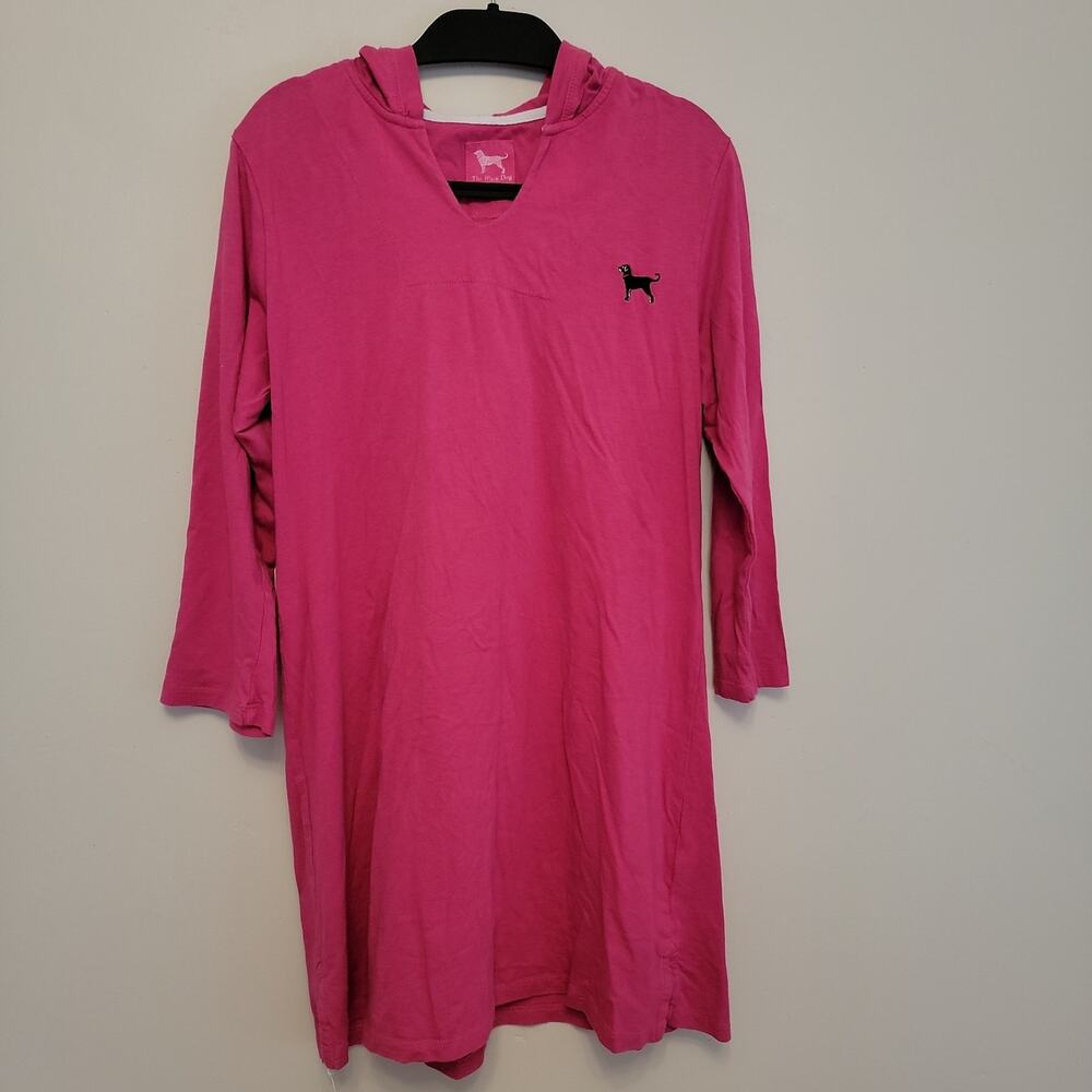 The Black Dog Martha's Vineyard Pink Hooded Tunic Dress Beach Cover-Up Small